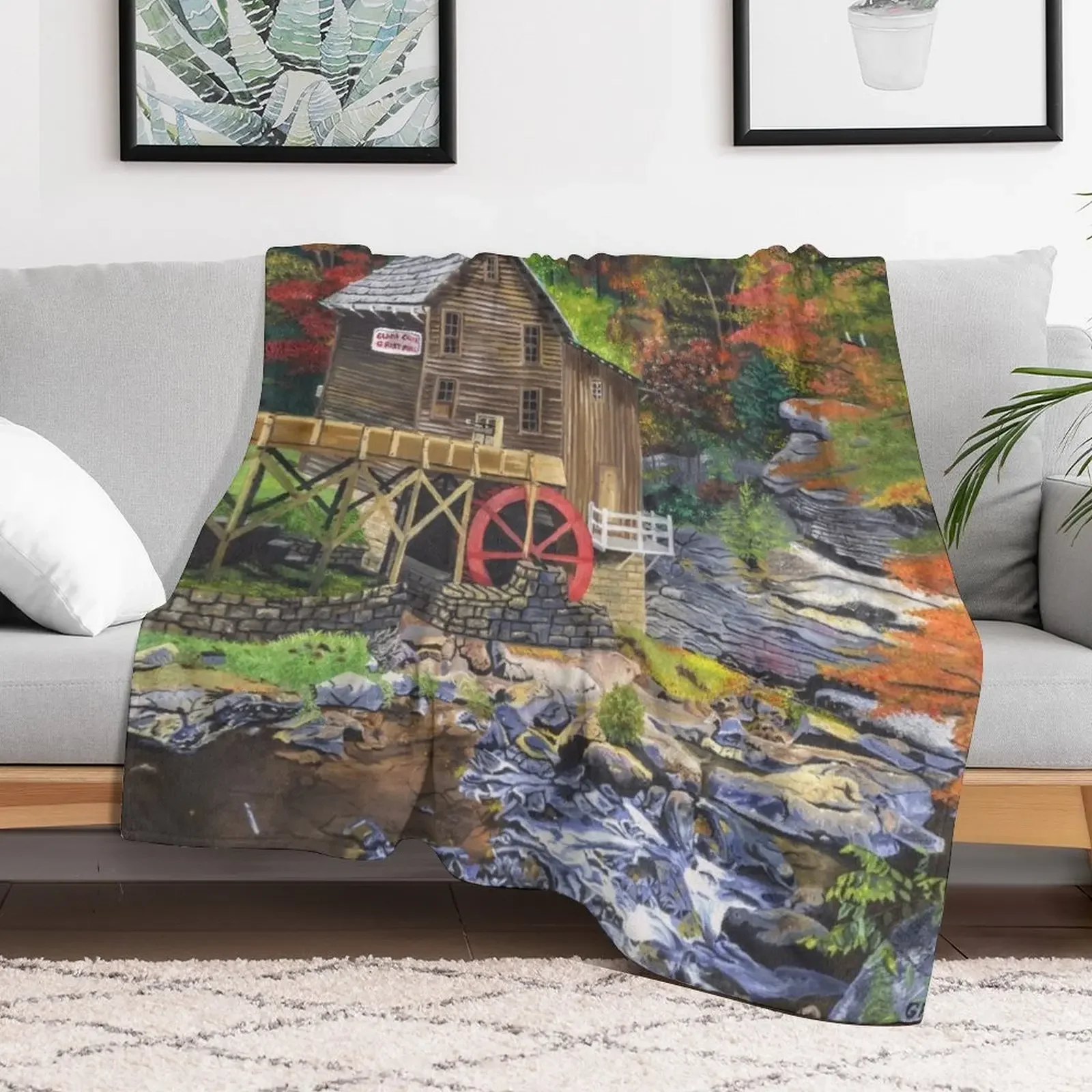 New Glade Creek Grist Mill, WV Throw Blanket Luxury Designer Summer Blankets