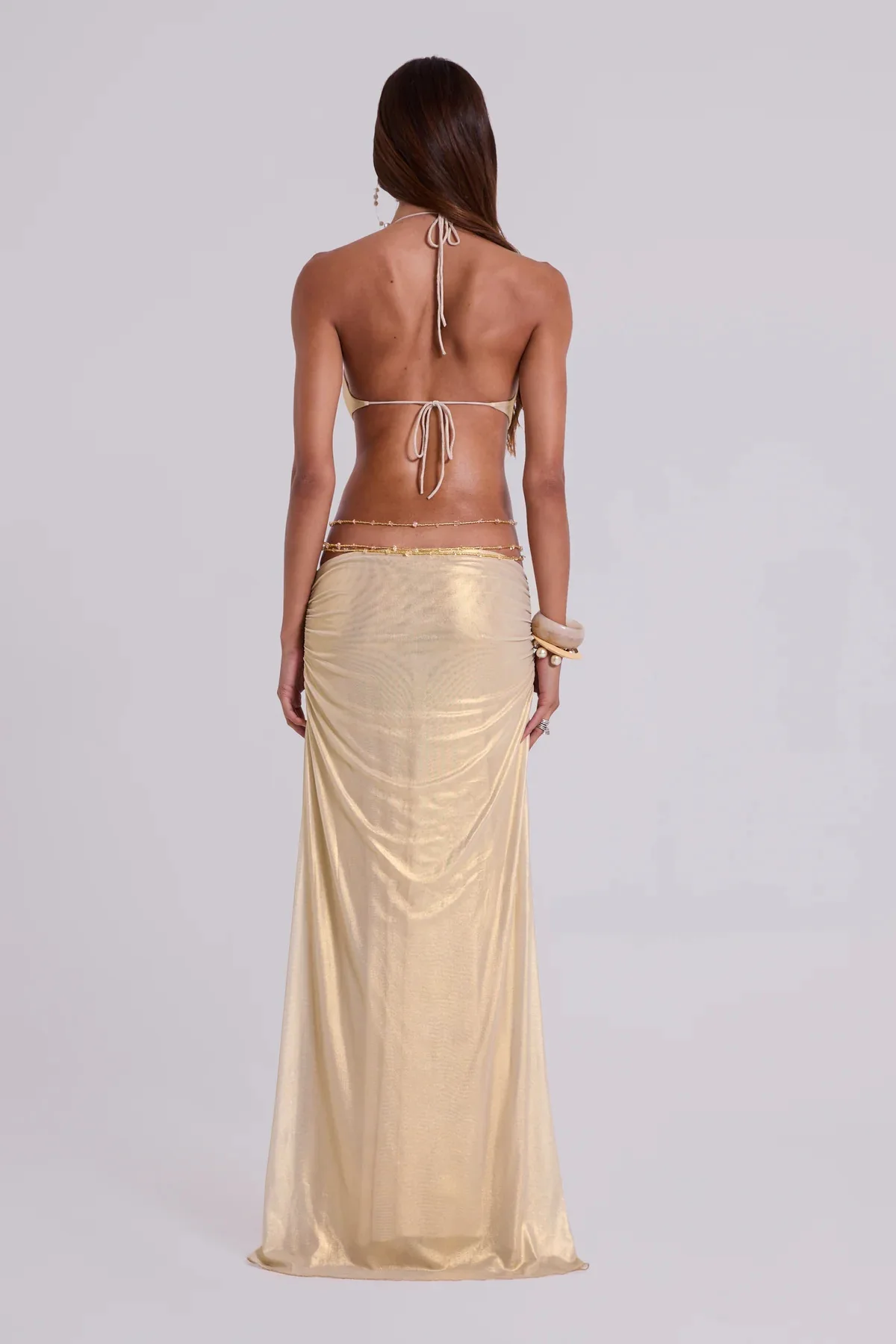 2025 Women Sexy Halter Deep V Neck 3D Flowers Gold Summer Bodycon Bandage Dress Elegant Evening Club Party Dress