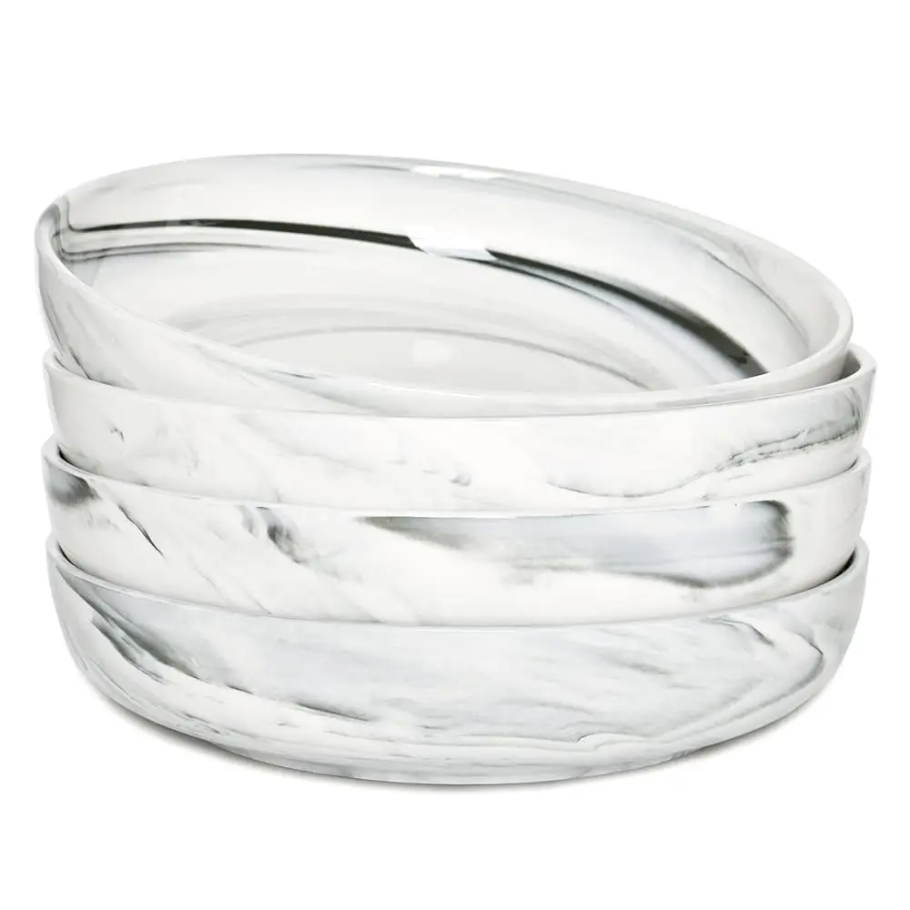 Marbling Ceramic Large Pasta Bowls, 38 Oz, Set of 4 for Serving, Salad, Dinner, Big Wide Bowls, Microwave and Dishwasher Saf