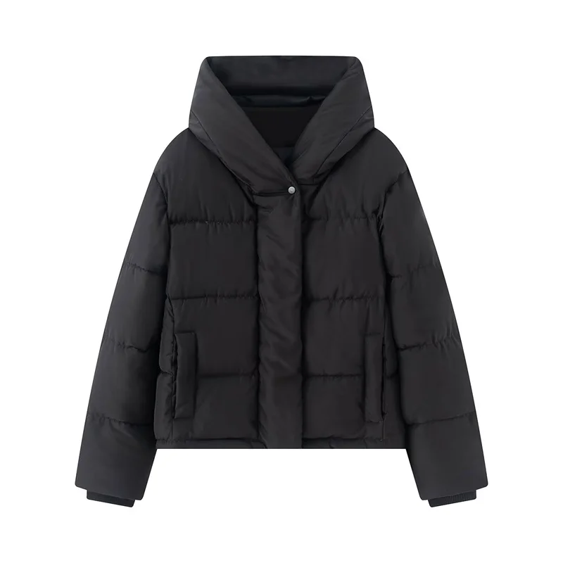 Abrigo de mujer 2025 invierno nuevo estilo Color sólido manga larga impermeable y resistente al viento chaqueta cálida con capucha elegante y elegante