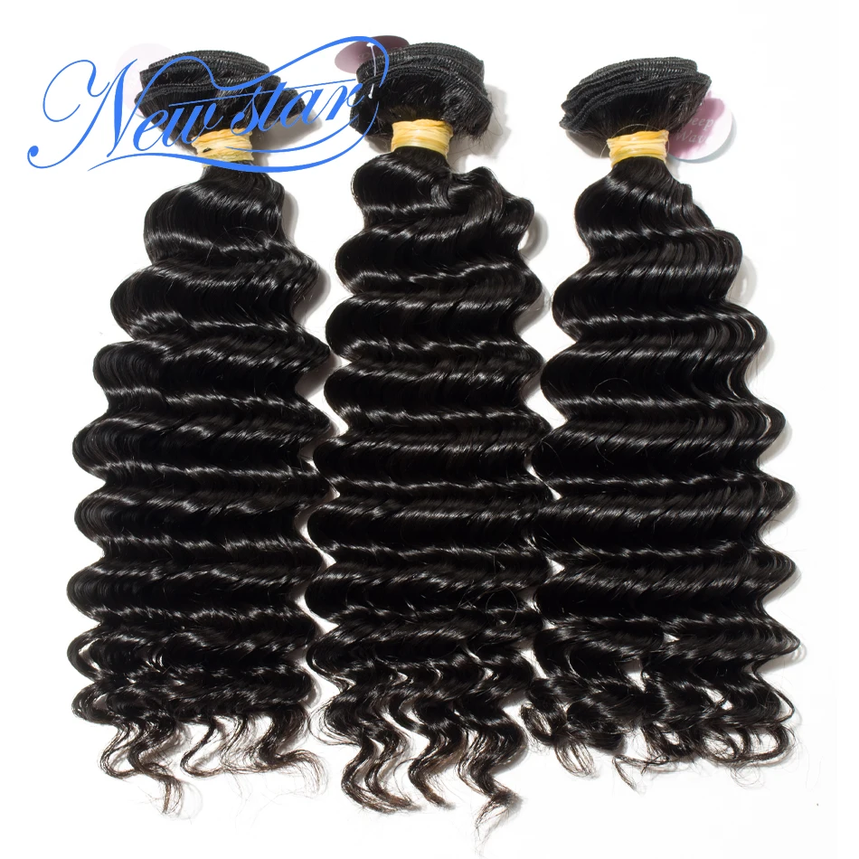 Brazilian 11A Deep Wave Bundles With HD 5x5 Closure New Star Raw Virgin Human Hair Weaving With 5x5 Transparent Lace Closure