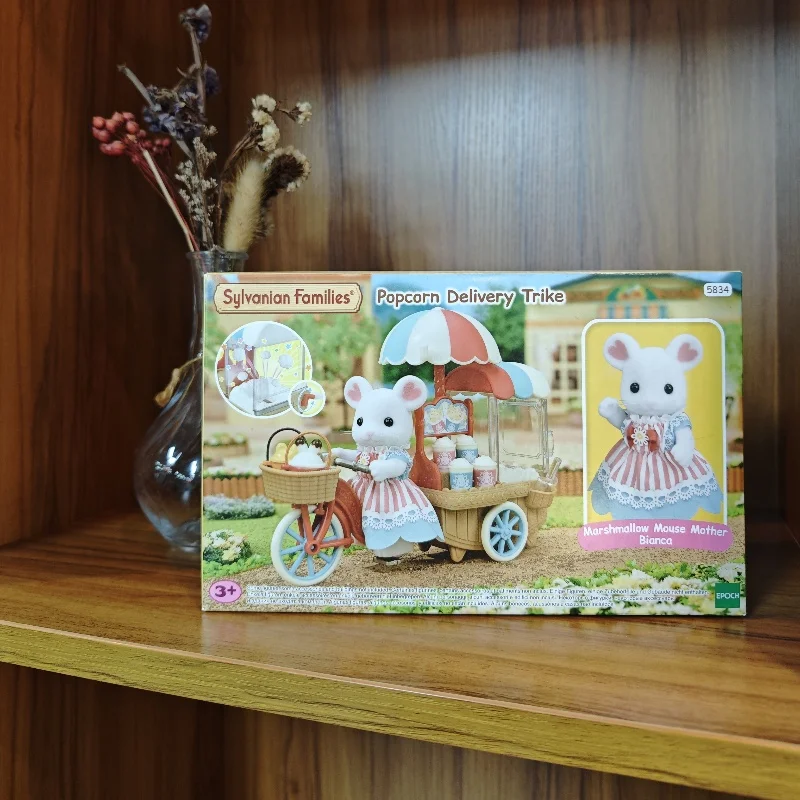 Sylvanian Families Calico Critters Filles Enfants Jouets Miniature Mignon Poupée Jouets Pour Enfants Fille Anime Figures Popcorn Livraison Tricycle