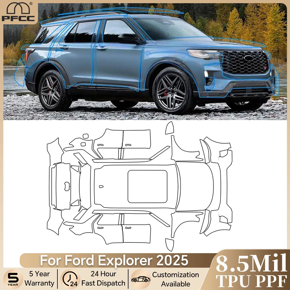 

For Ford Explorer 2025 Pre-cut PPF Kit 8.5Mil TPU Paint Protection Film Car Body Self-Healing Anti-Scratch Bra Resistant Cover
