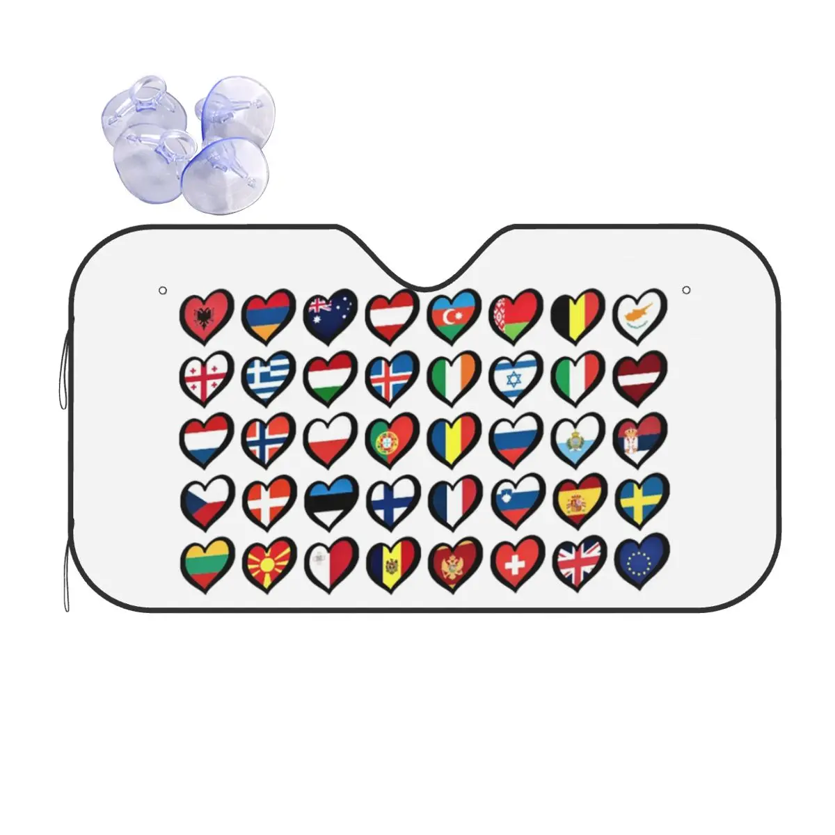 

Eurovision Song Contest Flags Hearts ESC EBU Eurofans Sunshade Windscreen Car Front Windshield Window Sun Visor Covers