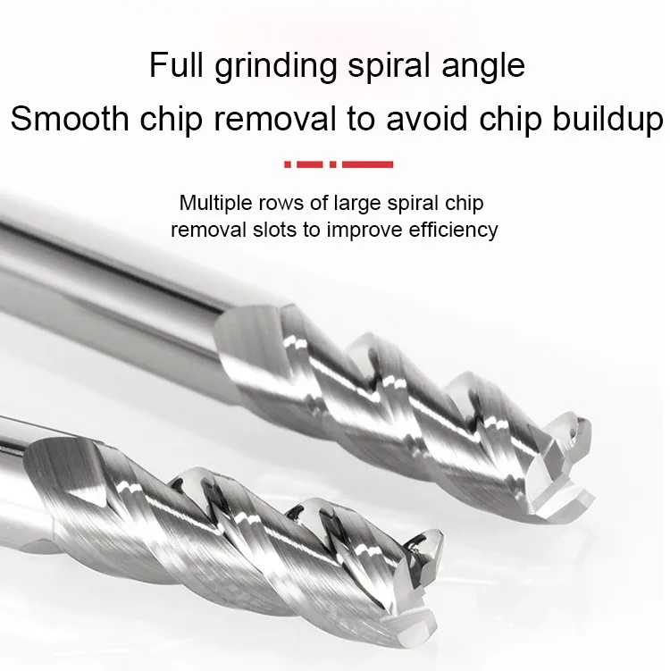 AZZKOR Hartmetall-Schaftfräser HRC58 mit 3 Schneiden und Rundkopf für Aluminium-CNC-Mechanische Bearbeitung Fräswerkzeuge – Detail 3