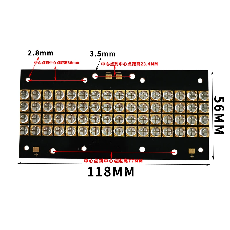 6565 LED UV Lamp Nail 640 Watts High-Power Violet  365nm 370nm 380nm 385nm 395nm 400nm 405nm 56*118mm Board