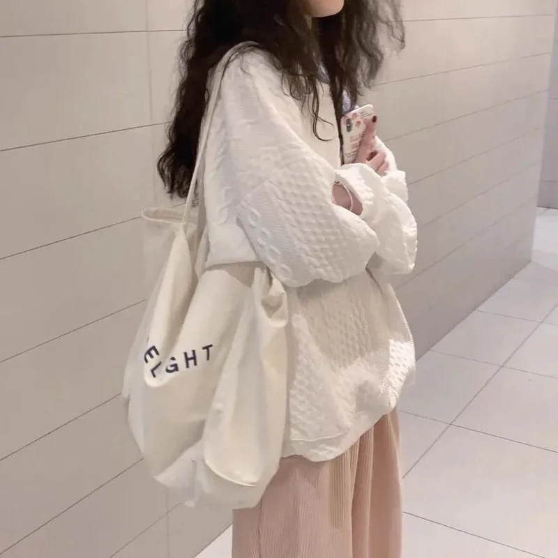 Sweatshirts Women Spring S-3XL Loose White Solid Simple All-match Holiday Design Clothing Classic Stylish Korean Style Basic Ins