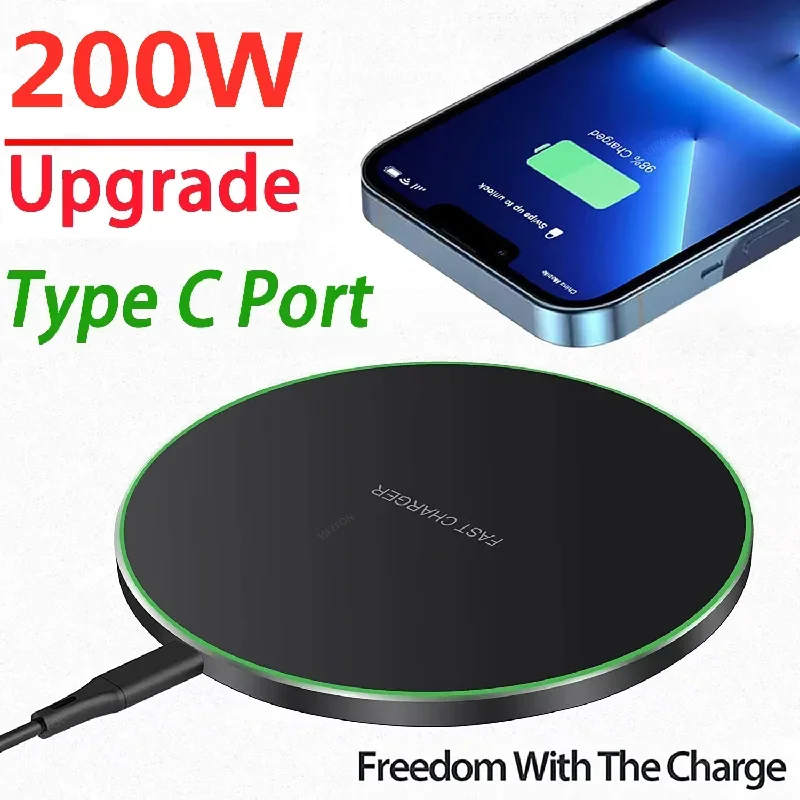 

Беспроводное зарядное устройство 200 Вт для iPhone 16 15 14 13 Pro XS, индукционная быстрая беспроводная зарядная подставка для Samsung Xiaomi, зарядная док-станция