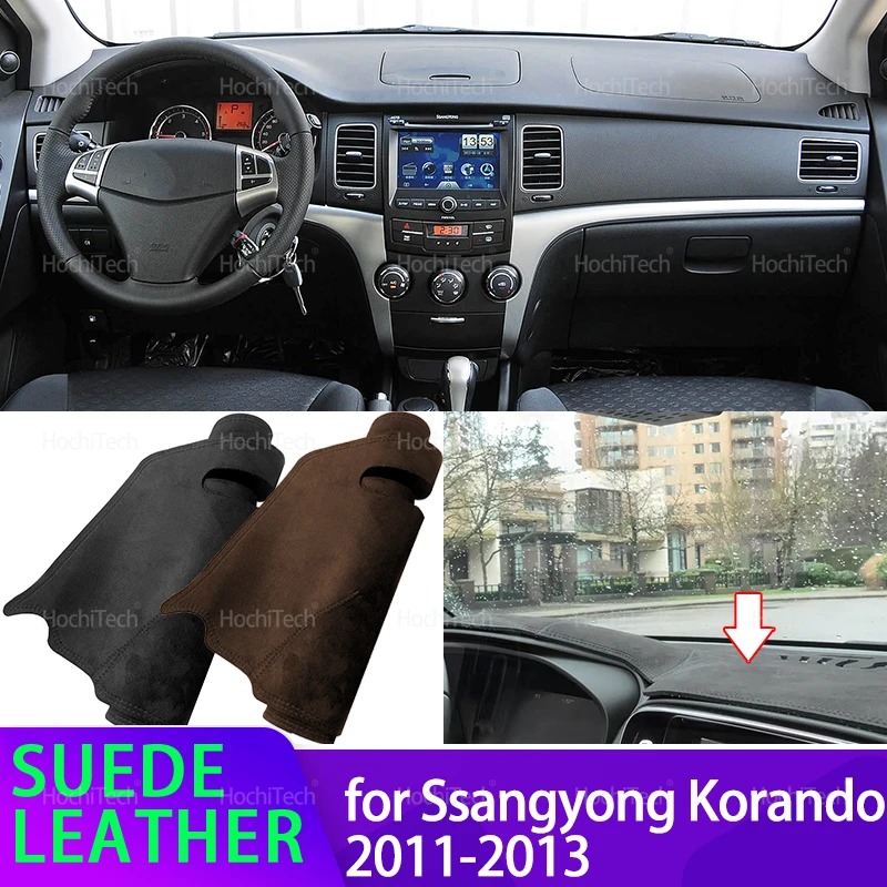 

For Ssangyong Korando 2013 2012 2011 Anti-UV Suede Leather Dashmat Black/Brown Dashboard Cover Sun Shade Carpet Non-slip Pad