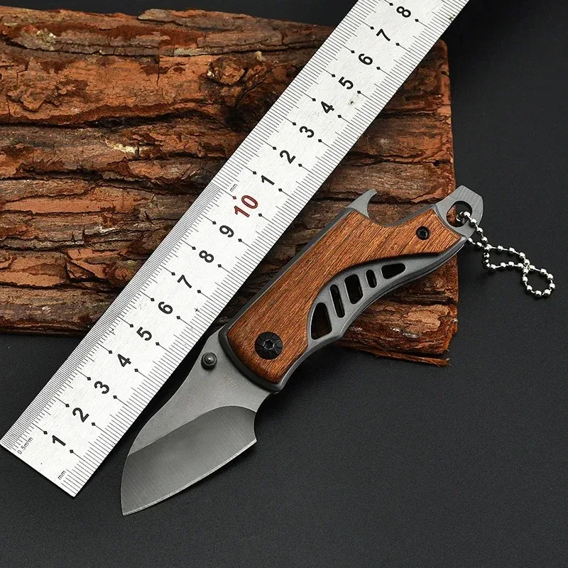 Mini Portable Foldable Pocket Knife Stainless Steel Outdoor Multi-purose Camping Self-defense Fruit Bottle Opener Small Knife