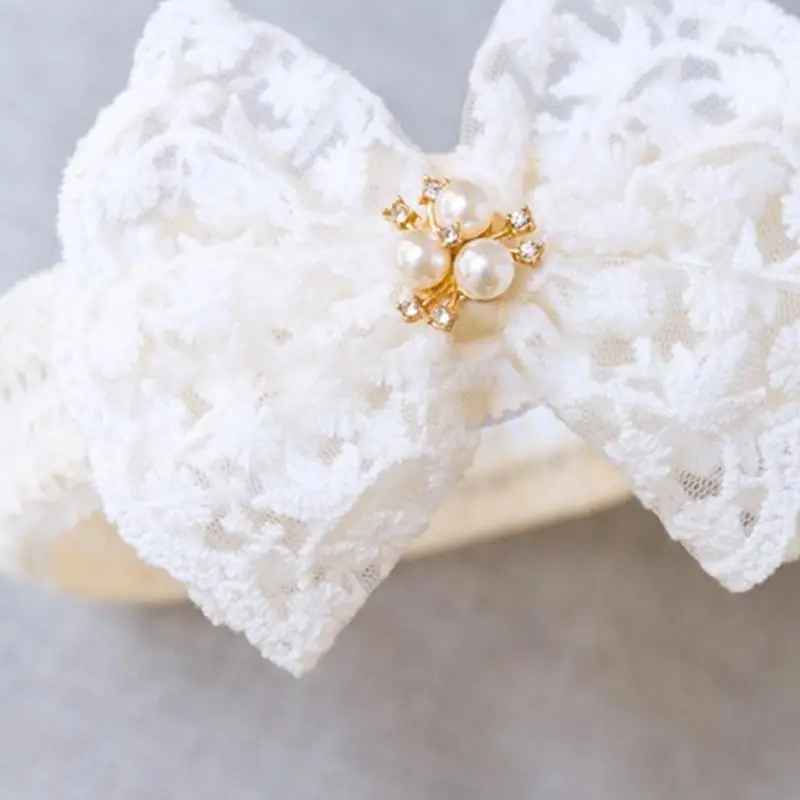 D7YD Diadema con lazo para niñas, diadema con lazo encaje, diadema ancha elegante, accesorios para cabello para
