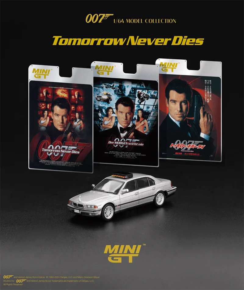 

Блистер MINI GT 1:64 750IL Завтра никогда не умирает, английская/немецкая упаковка, модель автомобиля из сплава с левым рулем