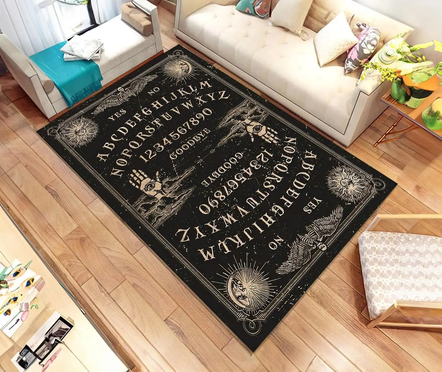 Ouija Board Rug, Spiritual Rug, Mystic Design, Occult Art, Witch Wizard Carpet, Devil Design, Gift for, Area Carpet,Room Decor,