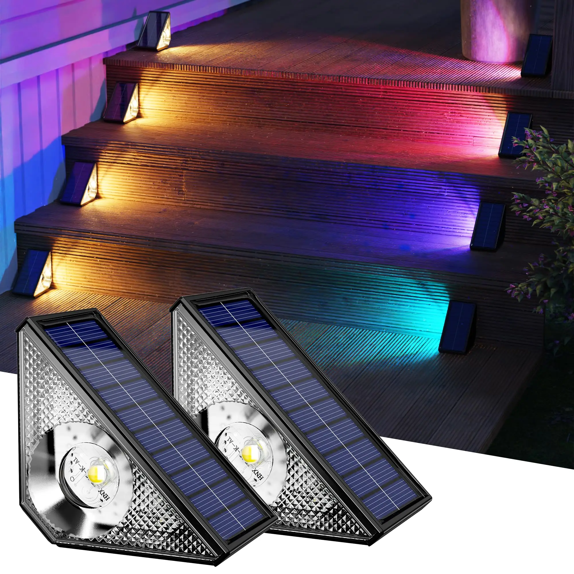 solar powered deck lights led rgb quente branco ao ar livre step lights para jardim quintal escadas patio varanda decoracao lampada impermeavel 01