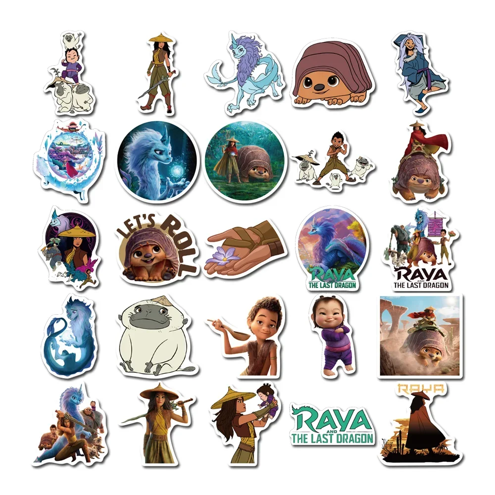 50pcs Disney Moive Raya and The Last Dragon Stickers Anime for Kids Toy Graffiti Notebook Bike Cool Cartoon Sticker Fun Decal