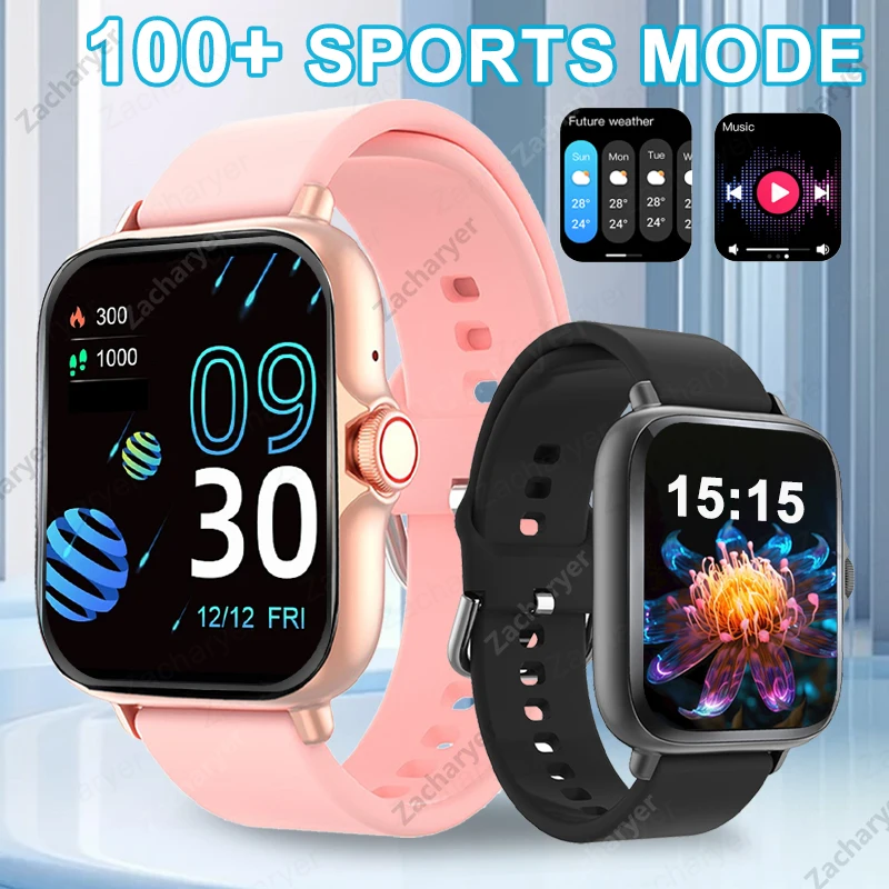 Smart watch with sports mode, Hands-free wireless calling, Voice assistant, Message notification, Suitable for men and women