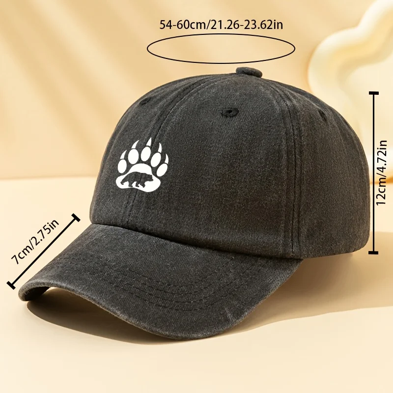 Bear paw printed baseball cap is suitable for outdoor sports, camping, festivals, and parties. Duck billed cap view 3