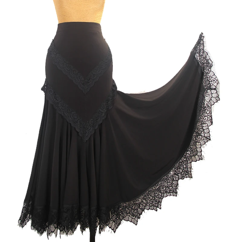 New Latin Dance Modern Dance Performance Skirt Sexy Hip Wrapping Lace Fishtail Long Skirt Tango Samba Rumba Training Clothing