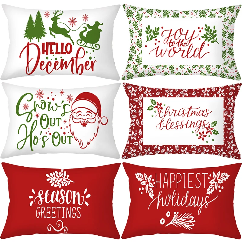 2023 Christmas Decor Cushion Cover 30x50 cm Rectangular Pillowcase Christmast Eve Home Decoration Red Pillowslip Pillow Cover