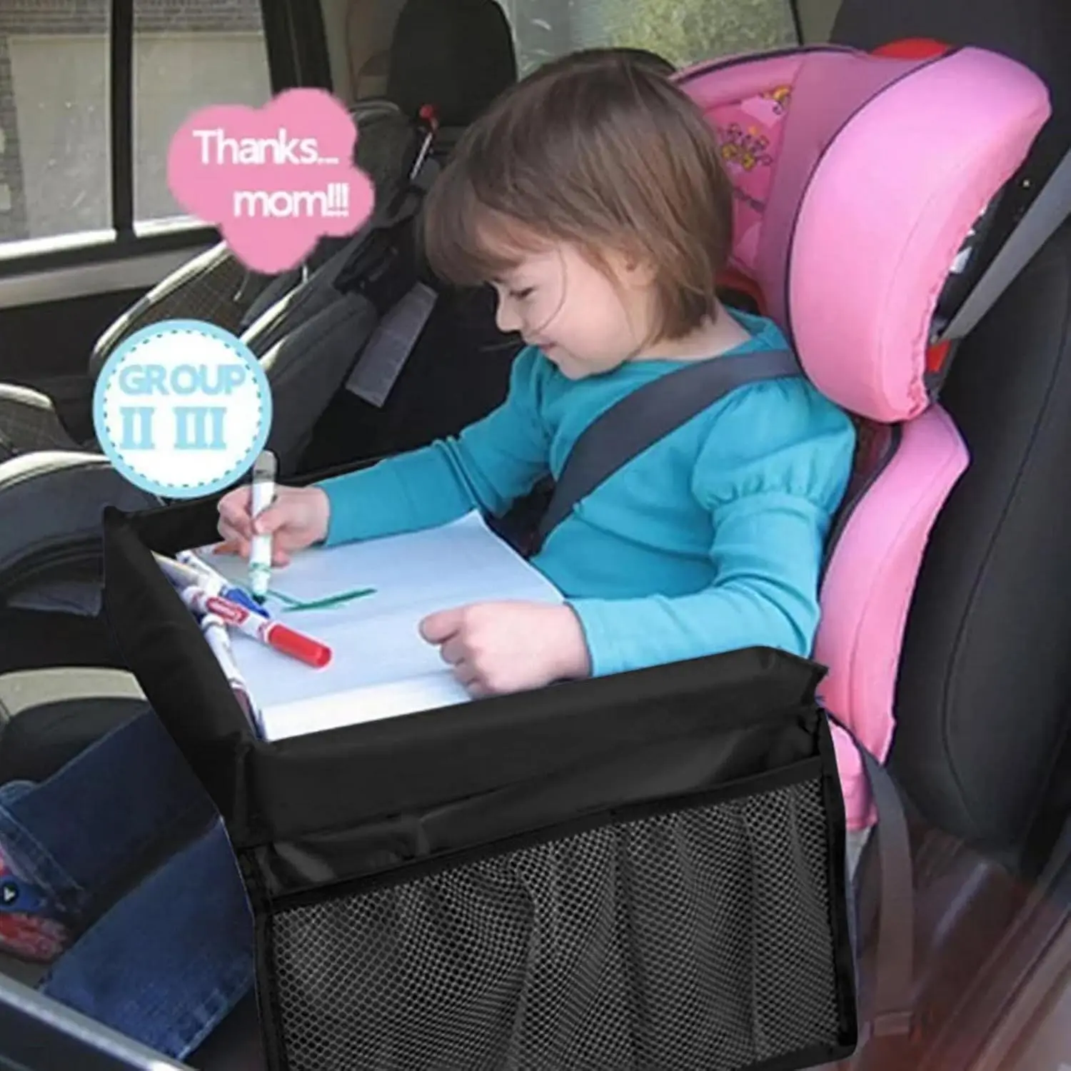 Traveling with Kids Made Easy - Back Seat Car Tray for Snacks, Toys, and Activities - Fits Most Universal Car Seats