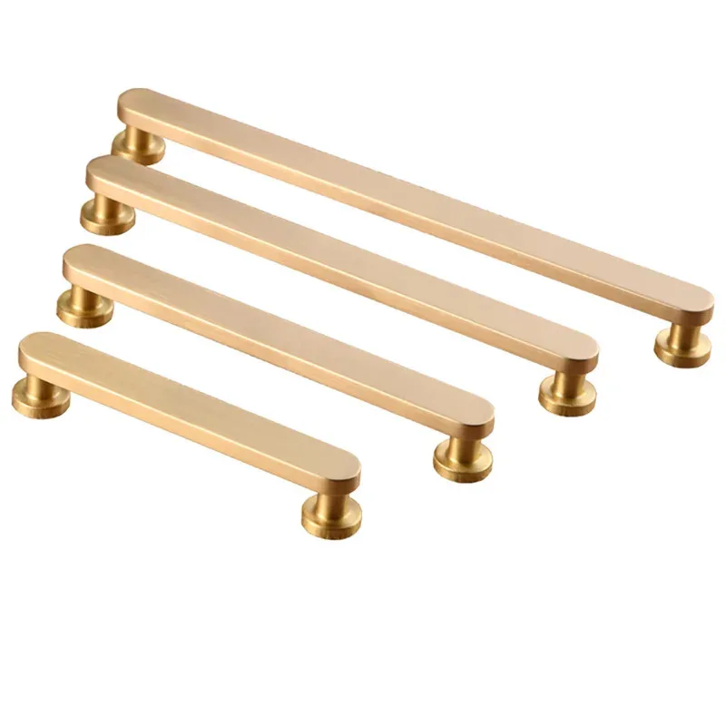 Modern Brass Sliding Door Cabinet Handle 96-210mm Hole Spacing Simple Wardrobe Drawer Pull