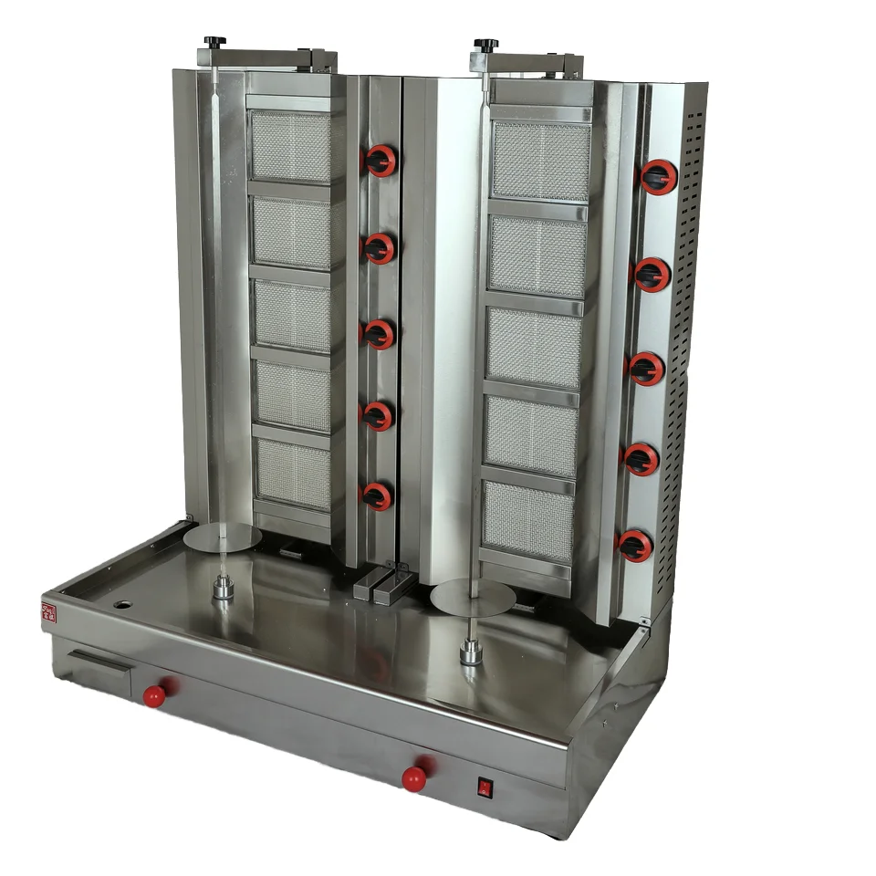 Hot Selling Commercial Gas Roasts Two Five-Head Stainless Steel Shawarma Grills for Hotel & Restaurant Use