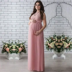 Sukienka ciążowa koronkowa bez rękawów ciążowa sukienka Maxi na Baby Shower ciazowa sesja zdjęciowa odzież na co dzień ślubne długie sukienki