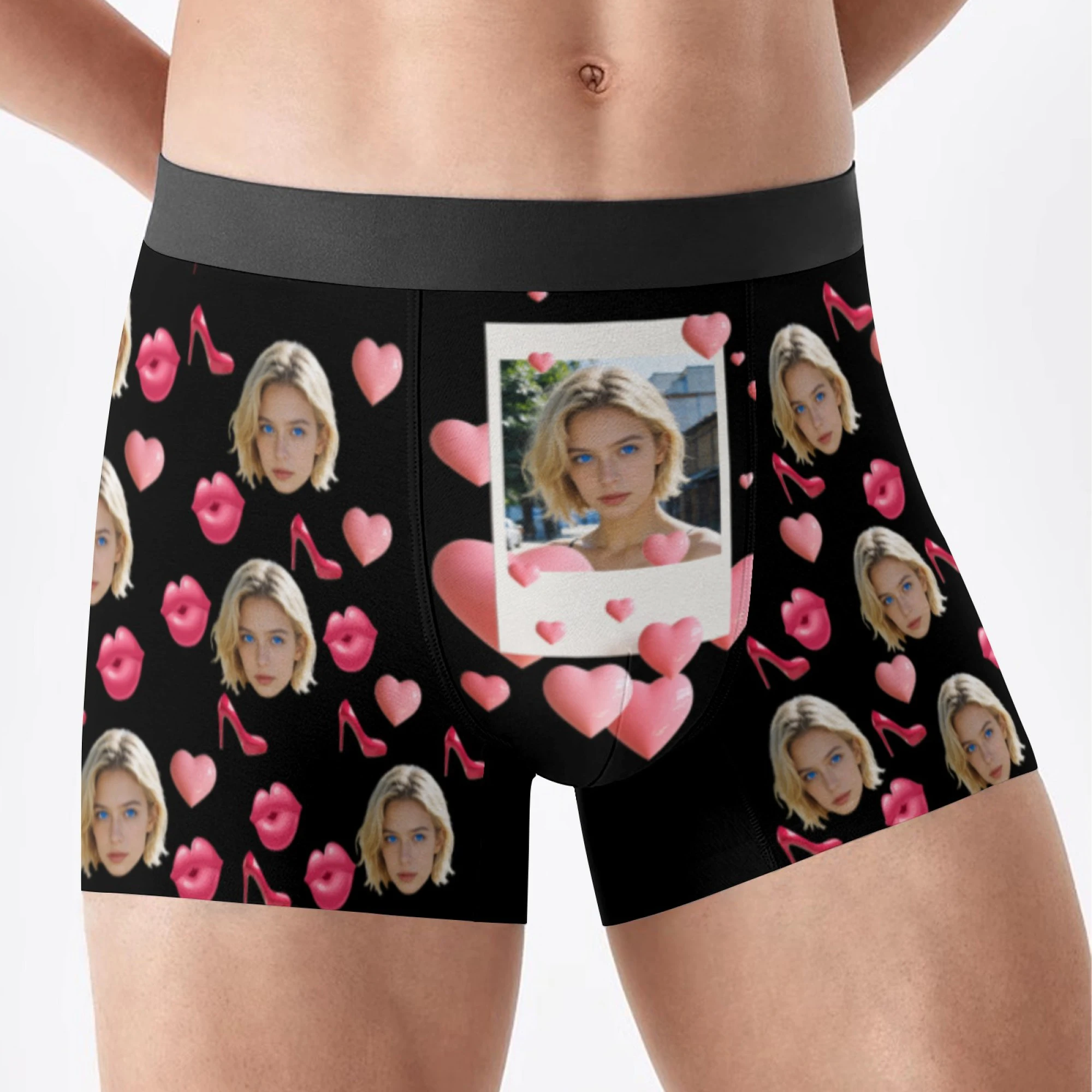 Customized Personalized Facial Photo Underwear Men's Flat Corner Valentine's Day Gift Husband Anniversary Gift Father Son Birthd
