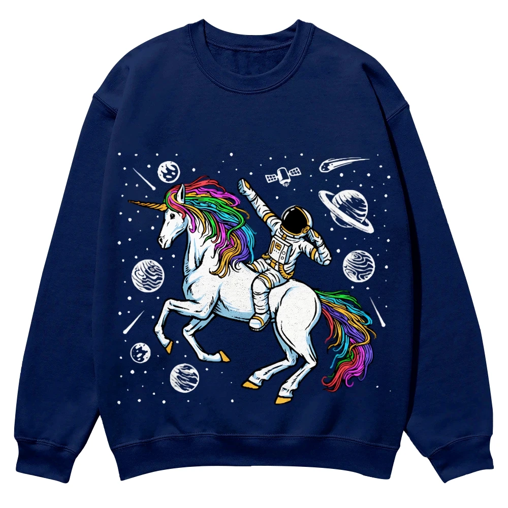 Multi-Color Sweater Sweater Pure Cotton Cute White Horse Print Fashionable Loose Shoulder High Quality New Trend Long Sleeve