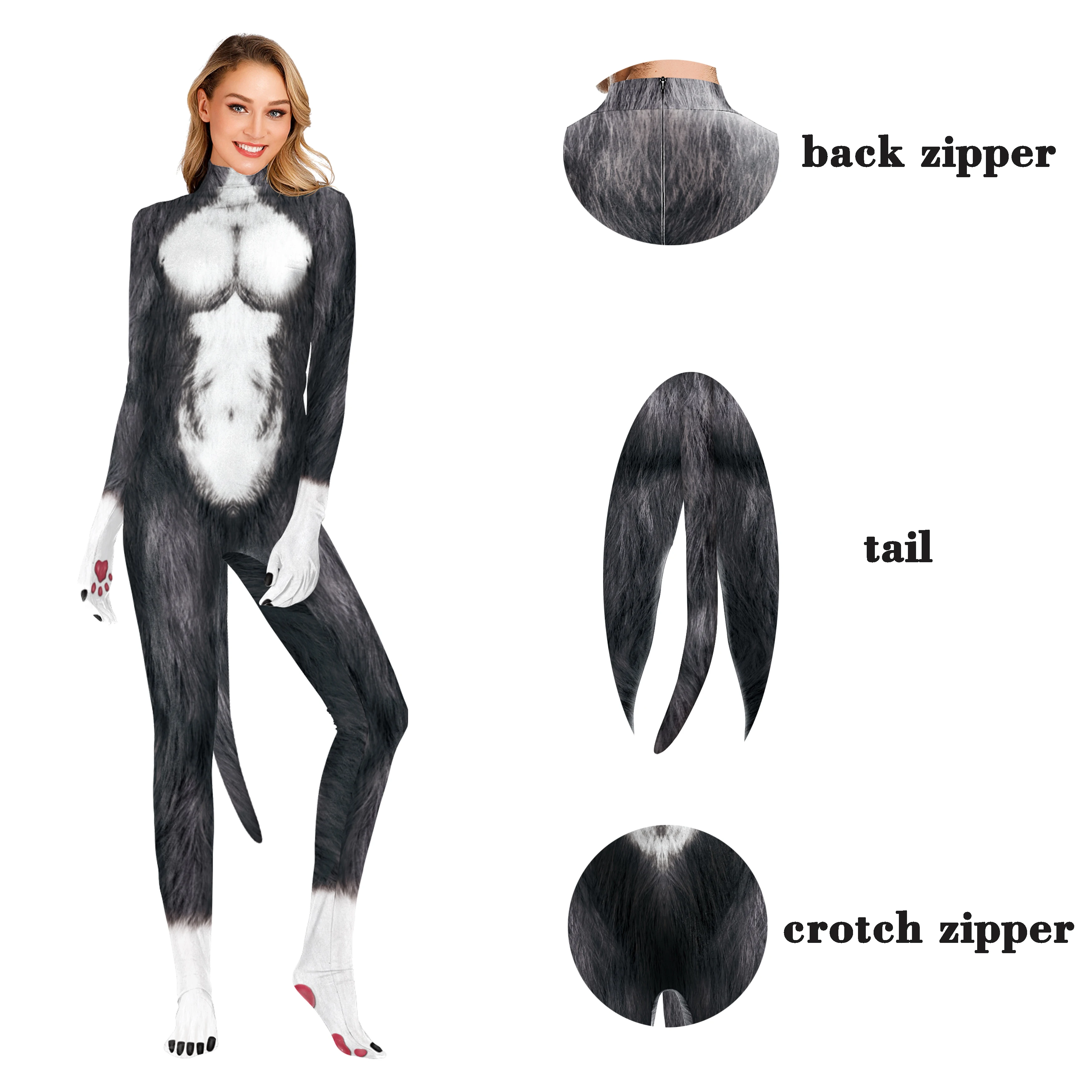 Disfraces completos de Halloween para adultos, ropa de Animal Catsuits MilkCow, monos de fantasía estampados en 3D, traje Zentai Unisex