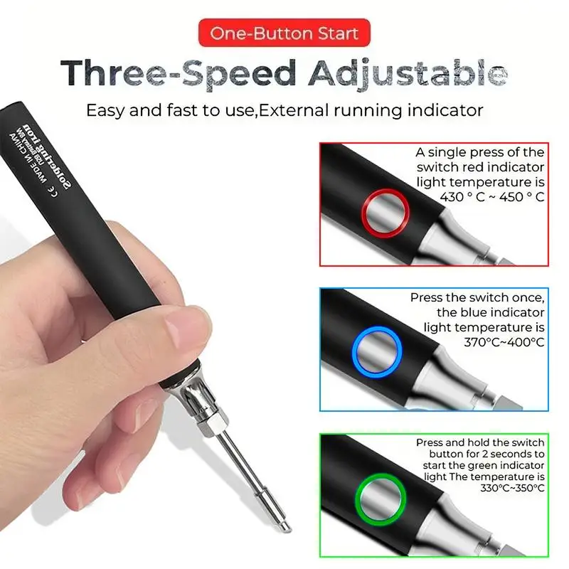 Soldering Iron Pen Portable USB Rechargeable Solder Iron 1100mAh 3 Modes 10W Welding Soldering Iron Tool For Metal Jewelry