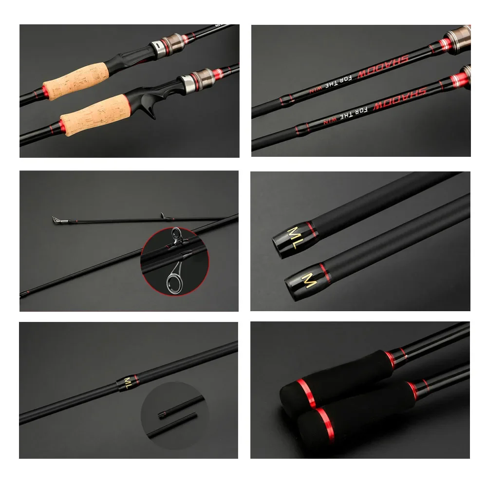 Imagem -03 - Goture-shadow Carbon Fiber Fishing Rod Spinning Casting Rod Gear For Bass Power Seções 1.8m2.4m m ml Dicas