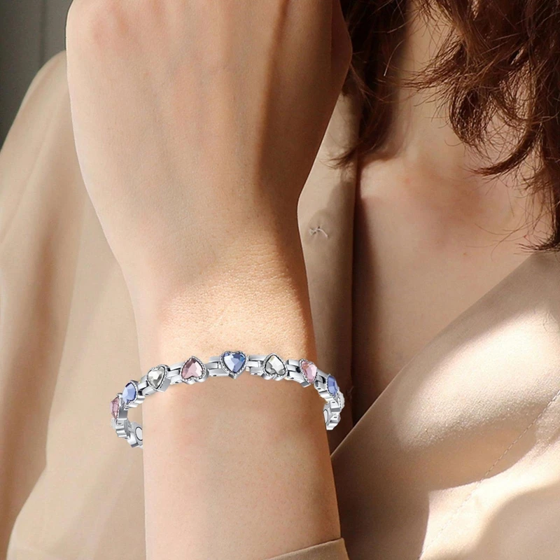 Arthritis Treatment Lymphatic Detoxification Pain Relief Strength Bracelet Women\'s Adjustable Crystal 3500 Gauss Magnet Jewelrys