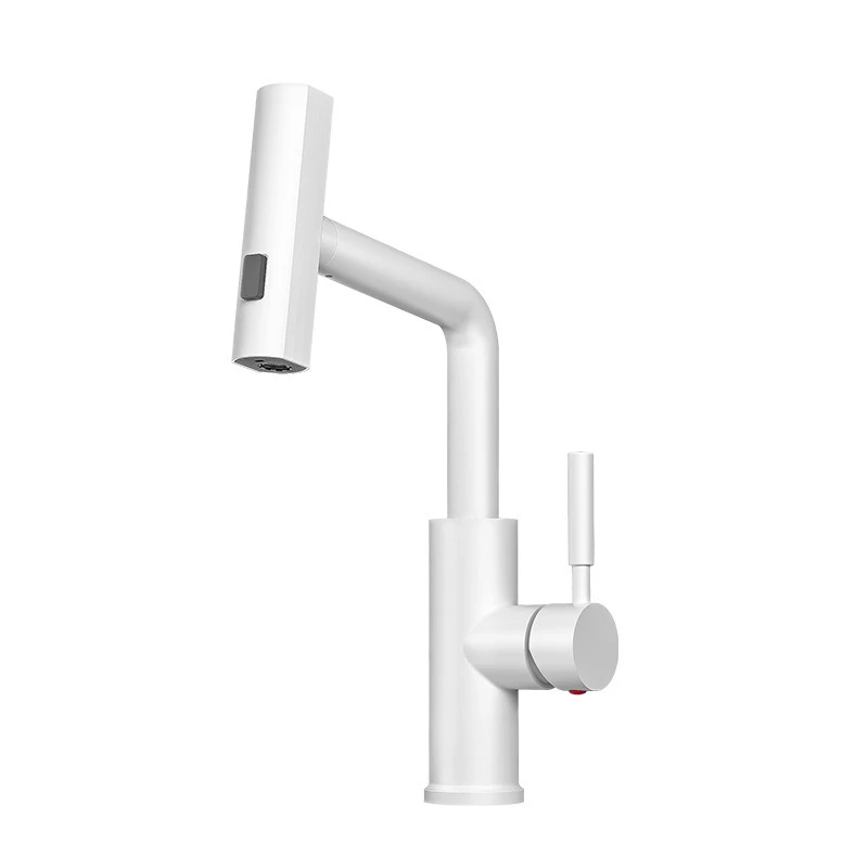 

Waterfall Faucet Household Basin White Multifunctional Pull-out Faucet