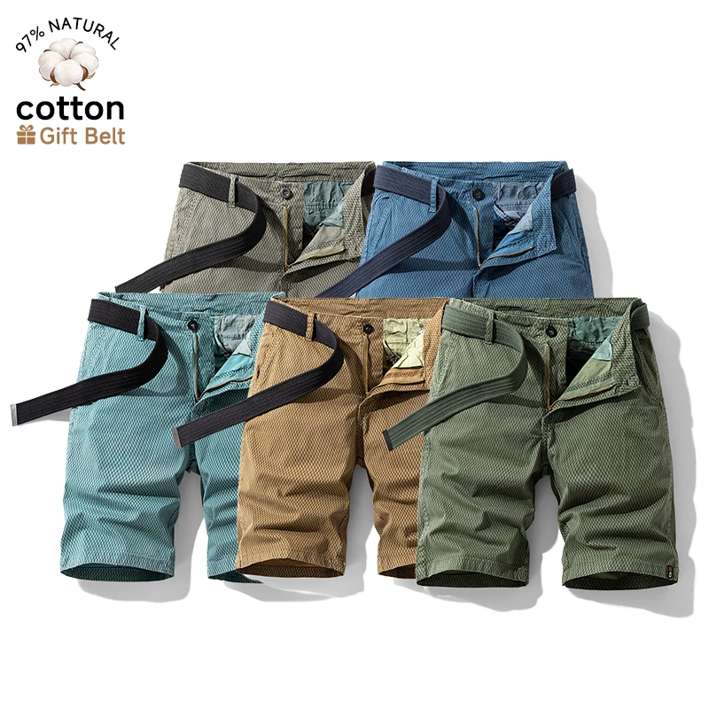 Pantalones Cortos Cargo Holgados para Hombre, Estilo Bermuda, a Cuadros, para Trabajo, Verano, Tácticos, Casuales, 97% Algodón, Ropa Urbana