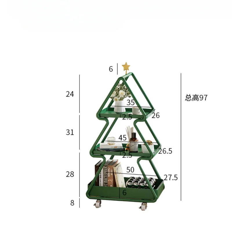 Trendy Christmas Tree Side Table Luxurious Sofa Coffee Stand Movable Storage Nightstand Modern Bedside Table