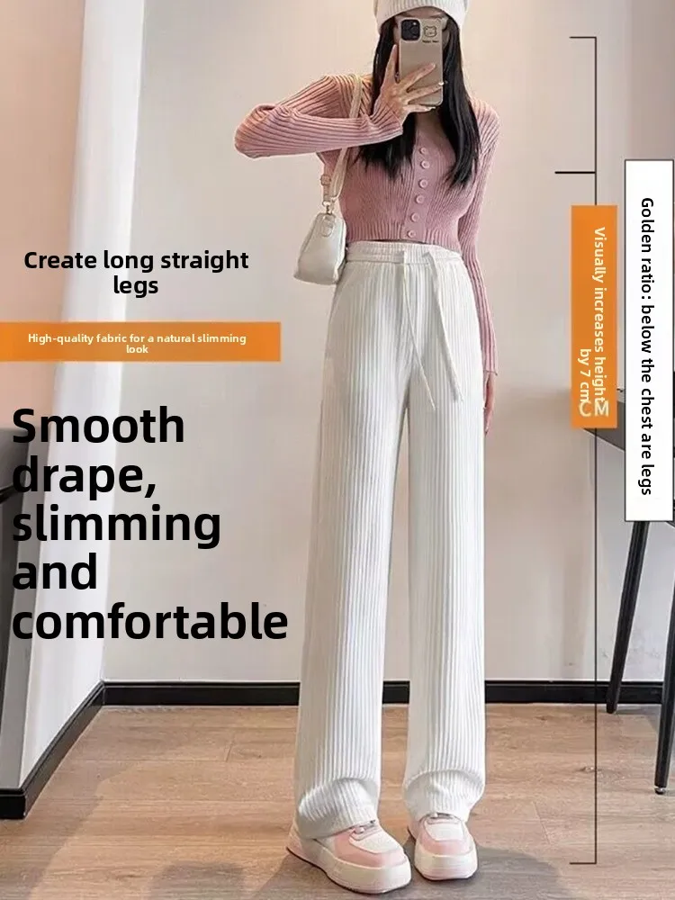 Losse, casual broek met wijde pijpen, dames lente zomer 2022, nieuwe Sle dunne versie, hoge taille, recht gesneden polyestervezel