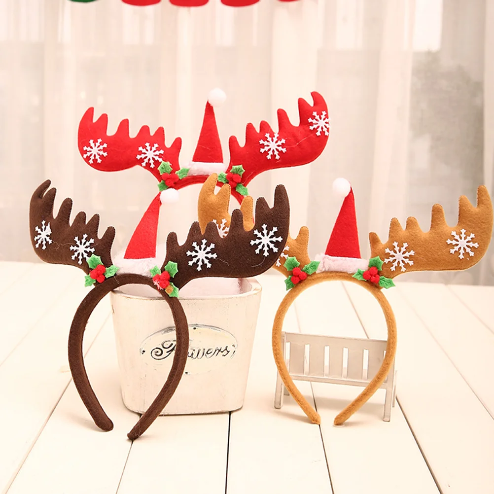 

2pcs Antler Christmas Hat Shape Headband Sequin Props Shaped Headband Hair Hair Loop Hair Clasp Hair Band Hair Accessories Dress