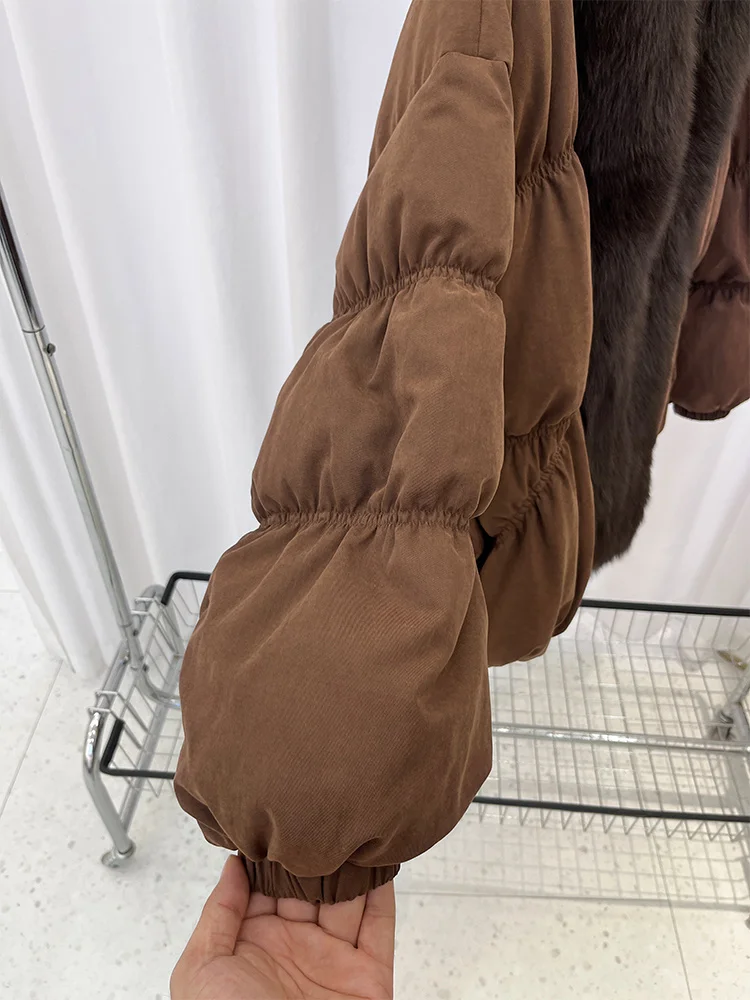 Winter Warm Women Real Natural Fox Fur Collar Goose Down Jackets Puffer Jackets Thick Female Streetwear Coats Outwear