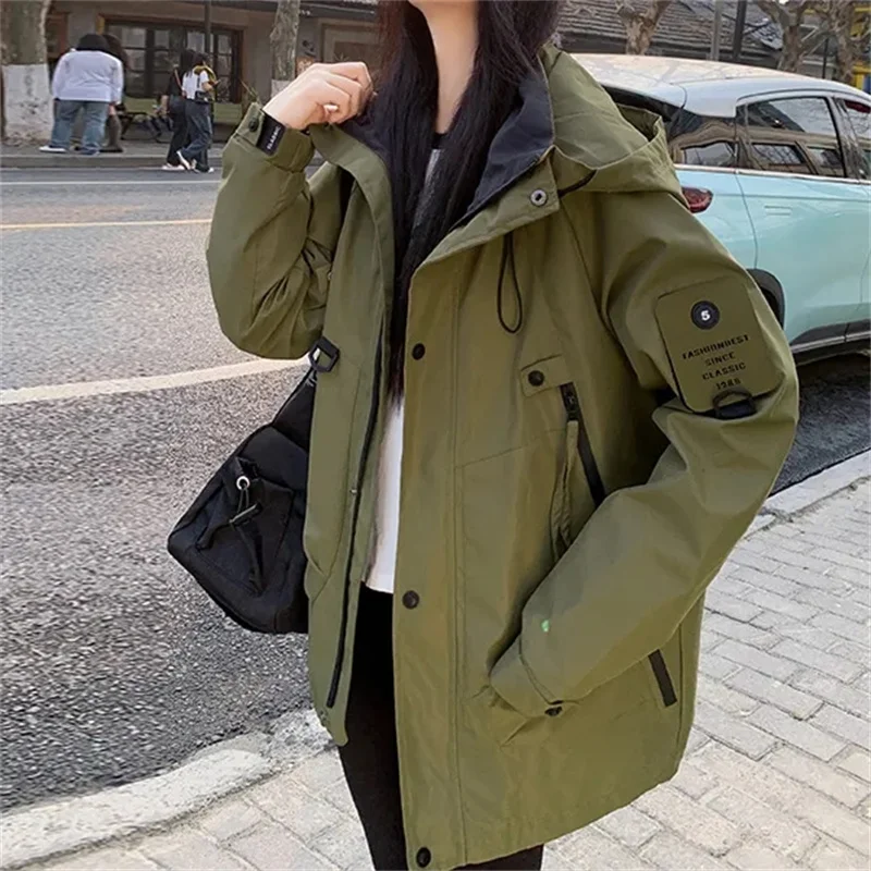 

Spring Autumn Women's Stormtrooper Jacket 2025 New Windproof Hooded Coat Mountaineering Clothing Outdoor Sports Casual Clothing