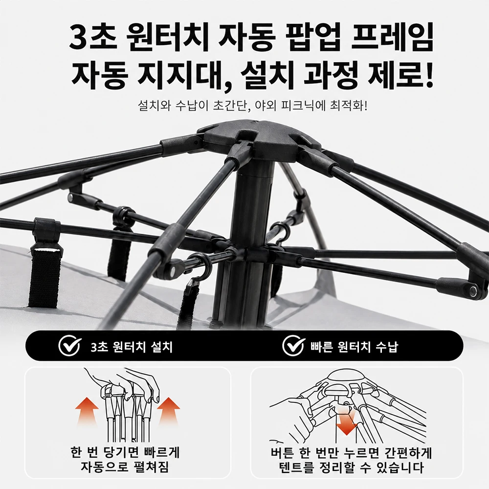 Sonuto 야외 원터치 캠핑 텐트, 빠른 자동 개방 해변 낚시 텐트, 가족 여행 피크닉 공원, 자외선 차단 쉐이드, 3-4P 썸네일 4