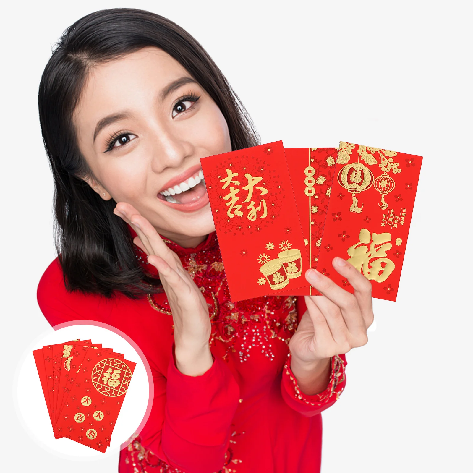 30Pcs Chinese Style Red Envelope Delicate New Year Money Pocket Gift Envelope Bright Color Festive Red Packet Gift Hong Bao
