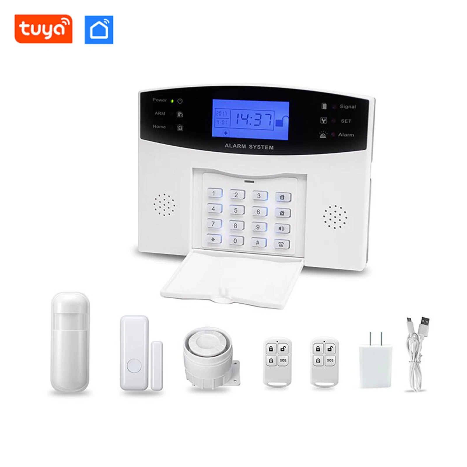 WiFi GSM Alarm System Tuya Smart Home LCD Display Security Alarm Support Two-way Voice