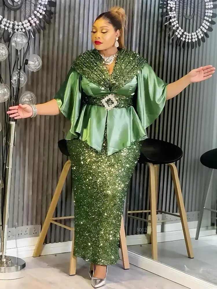 

Sequin Plus Size African Party Dresses for Women Dashiki Sexy Bodycon Long Dress Elegant Muslim Wedding Evening Gowns 2026