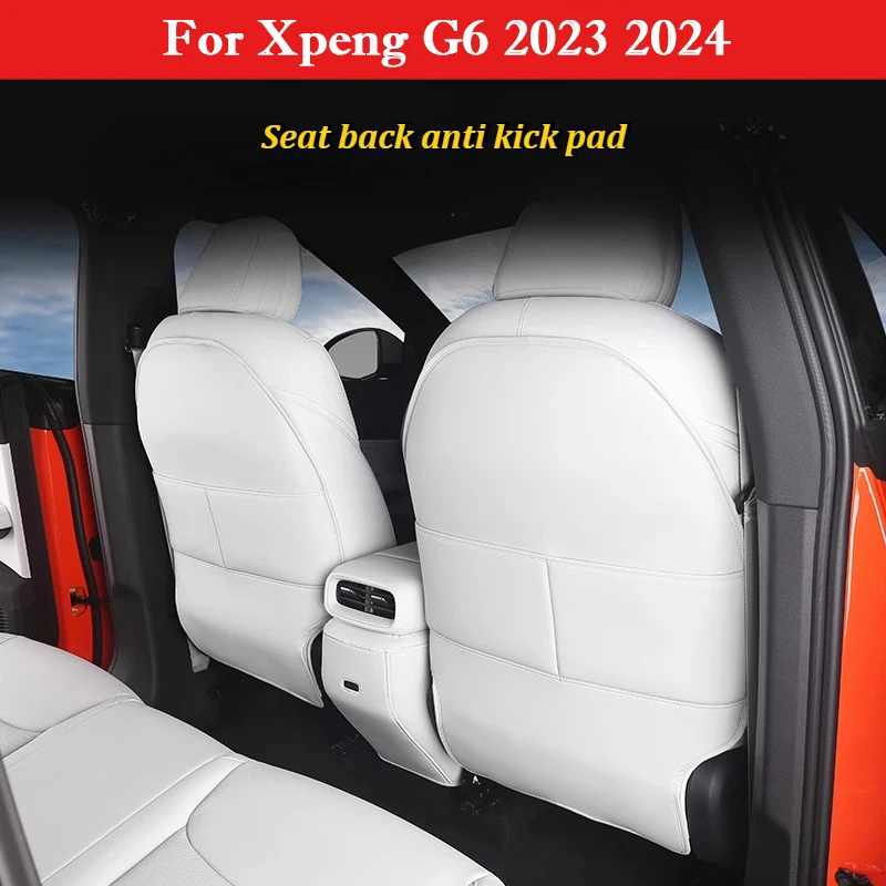 

For Xpeng G6 2023 2024 Leather Seat Back Kick Protector Waterproof Armrest Box Anti Kick Pad Seat Cover with Storage Bag