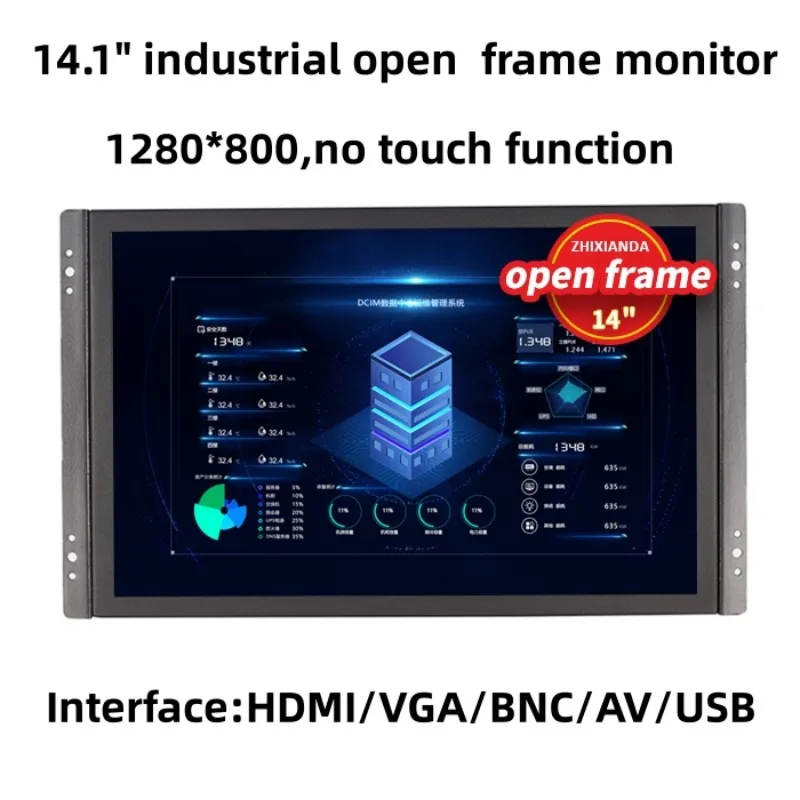 

Zhixianda 14.1 Inch 1280*800 Metal Multi-interface VGA HD-MI BNC AV USB Port Display Industrial Open Frame Monitor