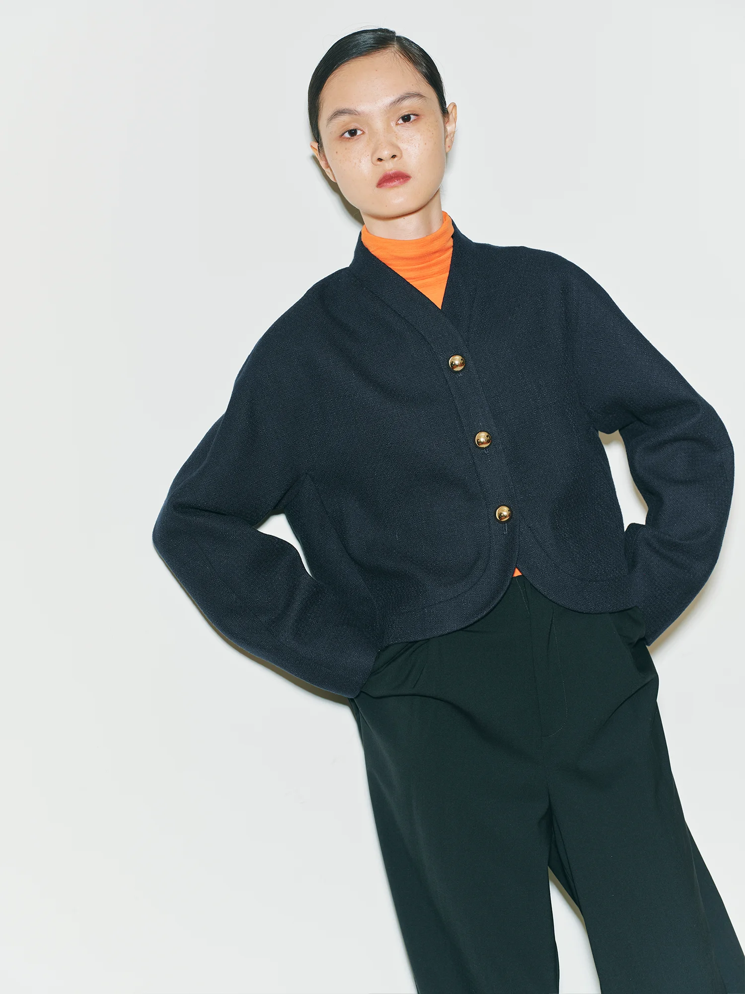 

Женская осенняя куртка PBlueDot Indigo с воротником-стойкой, из смесового хлопка и льна, модный дизайн, приталенный крой, верхняя одежда