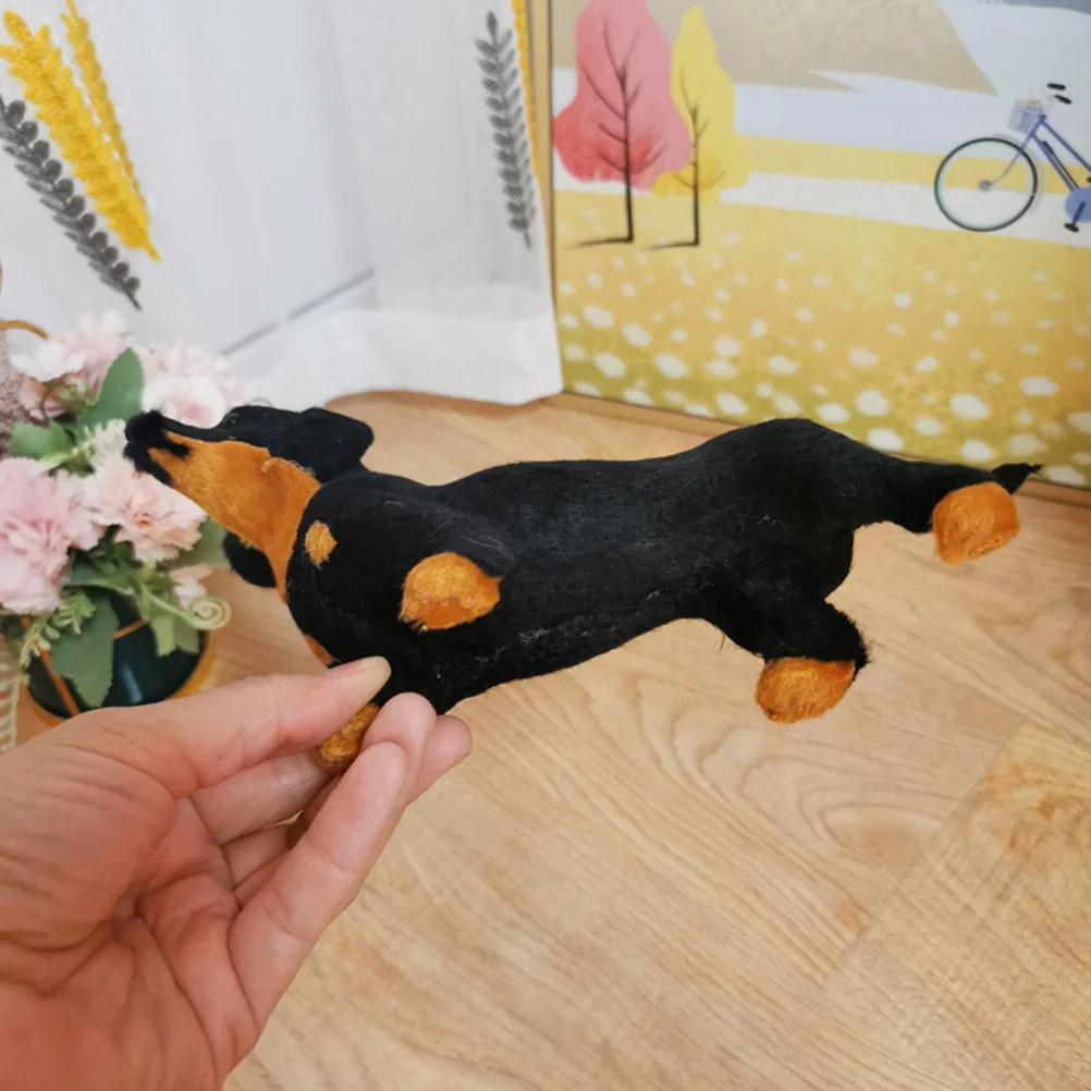 Realistic Dogs Figures Dachshund Model Childrens Toys Simulation Outer Featured Faux Fleece Puppy for Kids