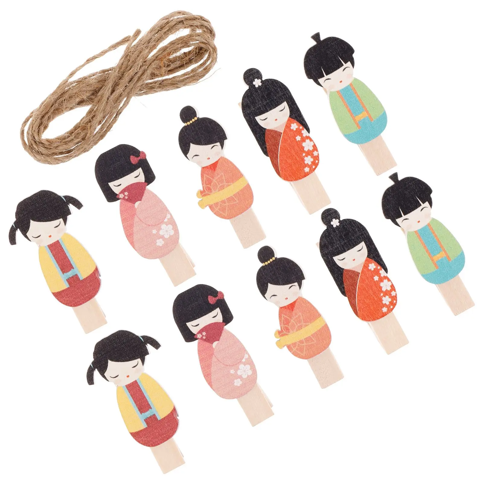 

10PCS Wooden Photo Paper Cartoon Wooden Clips Wood Clothespins Craft Clothespins Project Supplies Home Decor Frame