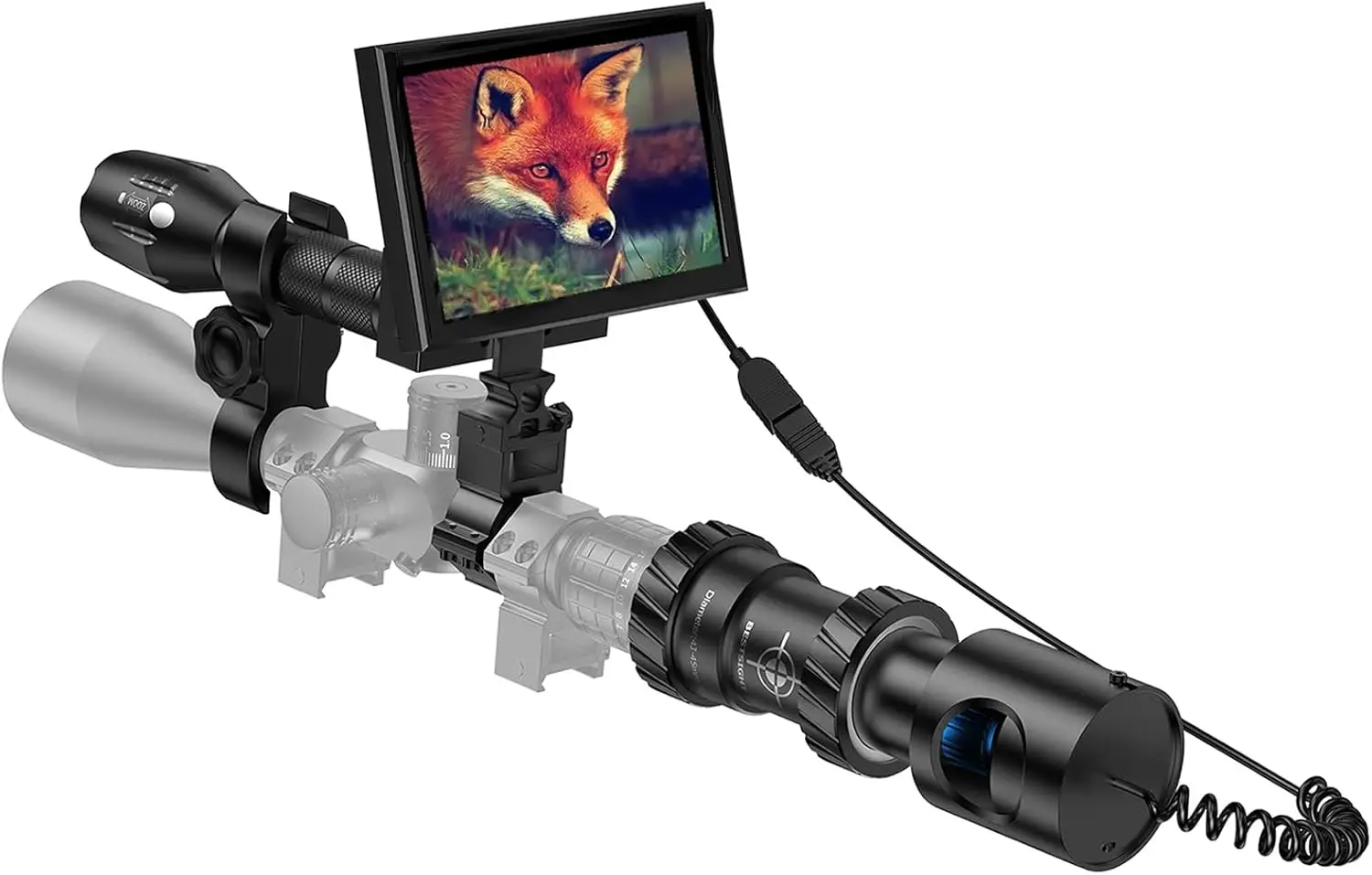 

Night Vision Scope,DIY Night Vision(Day and Night),Quick Installation Barrle,5" Display Screen with 5w 850nm Infrared